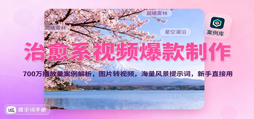 治愈系视频爆款制作，700万播放量案例解析，图片转视频，海量风景提示词，新手直接用-heijinzy