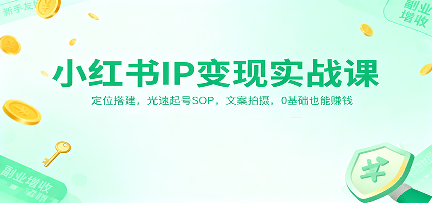小红书IP变现实战课：定位搭建，光速起号SOP，文案拍摄，0基础也能赚钱-heijinzy