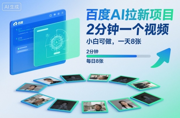 百度AI拉新项目，2分钟一个视频，小白可做，一天8张【附案例+保姆级教程】-heijinzy