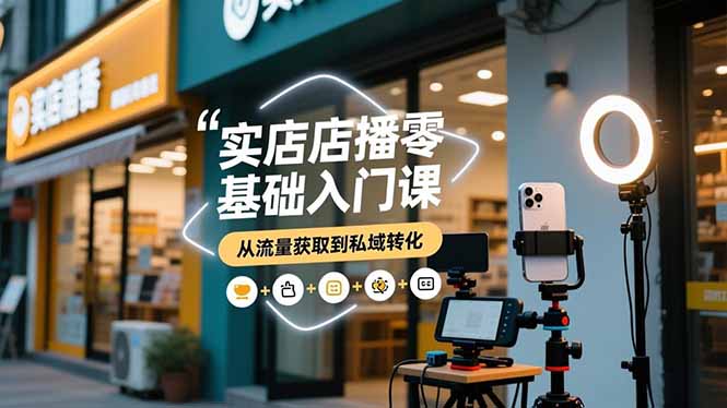 实体店播零基础入门课，实体店+短视频+直播+微信生态+私域社群，从流量获取到私域转化-heijinzy