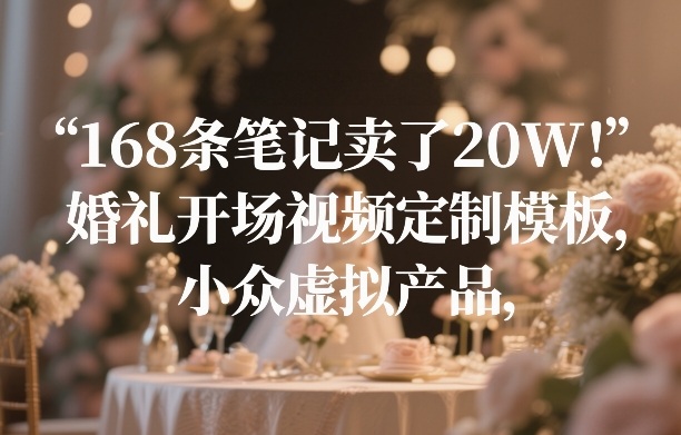 168条笔记卖了20W！婚礼开场视频定制模板，小众虚拟产品-heijinzy