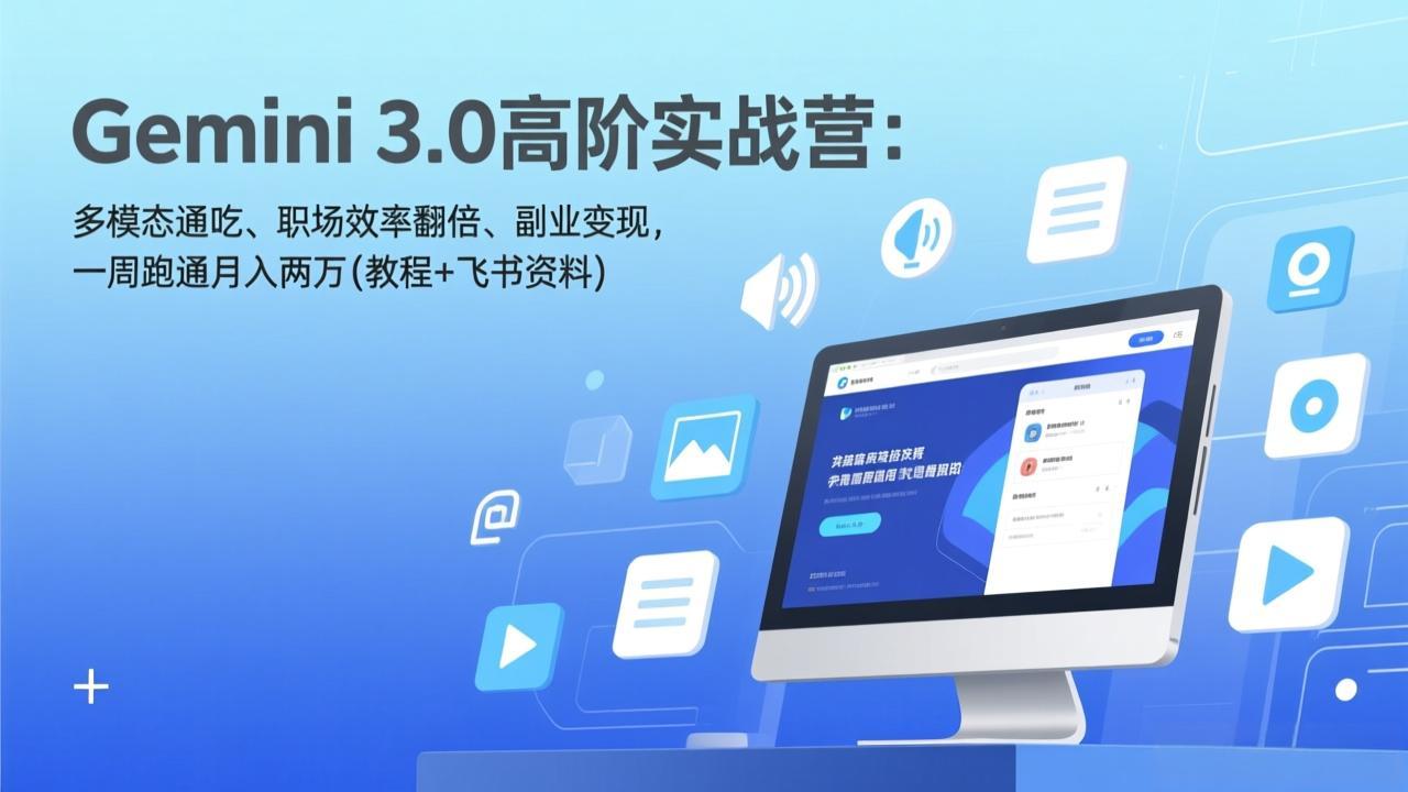 Gemini 3.0高阶实战营：多模态通吃、职场效率翻倍、副业变现，一周跑通月入两万(教程+飞书资料-heijinzy