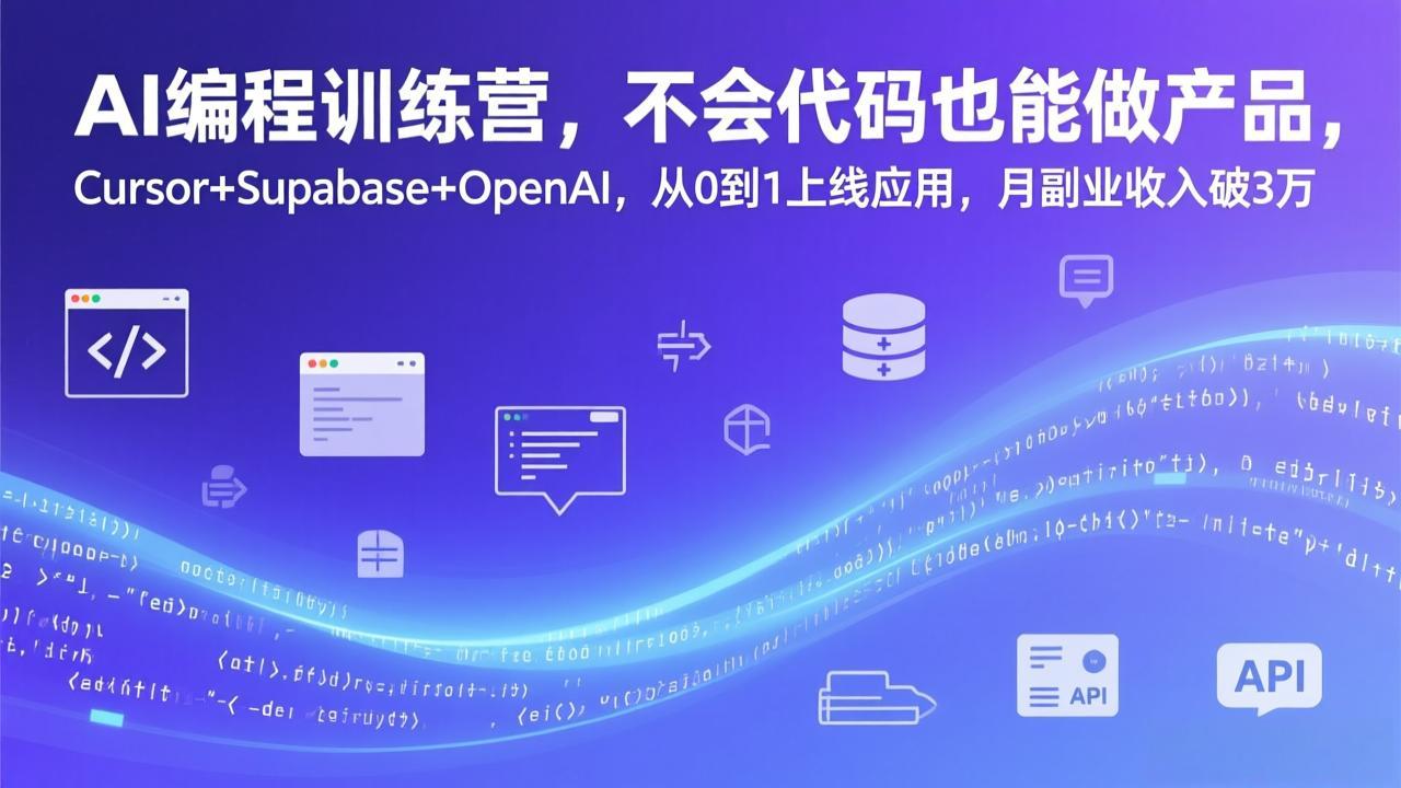 AI编程训练营，不会代码也能做产品，Cursor+Supabase+OpenAI，从0到1上线应用，月副业收入破3万-heijinzy