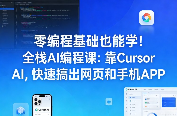 零编程基础也能学！全栈AI编程课：靠Cursor AI，快速搞出网页和手机APP-heijinzy
