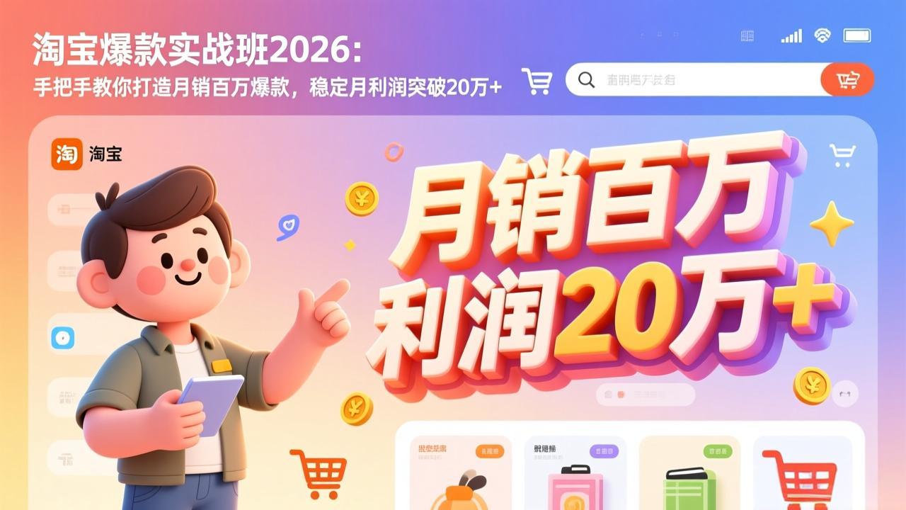 淘宝爆款实战班-2026年2月更新：手把手教你打造月销百万爆款，稳定月利润突破20万+-heijinzy