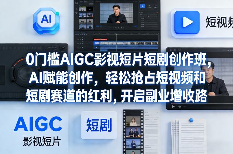 0门槛AIGC影视短片短剧创作班，AI赋能创作，轻松抢占短视频和短剧赛道的红利，开启副业增收路-heijinzy