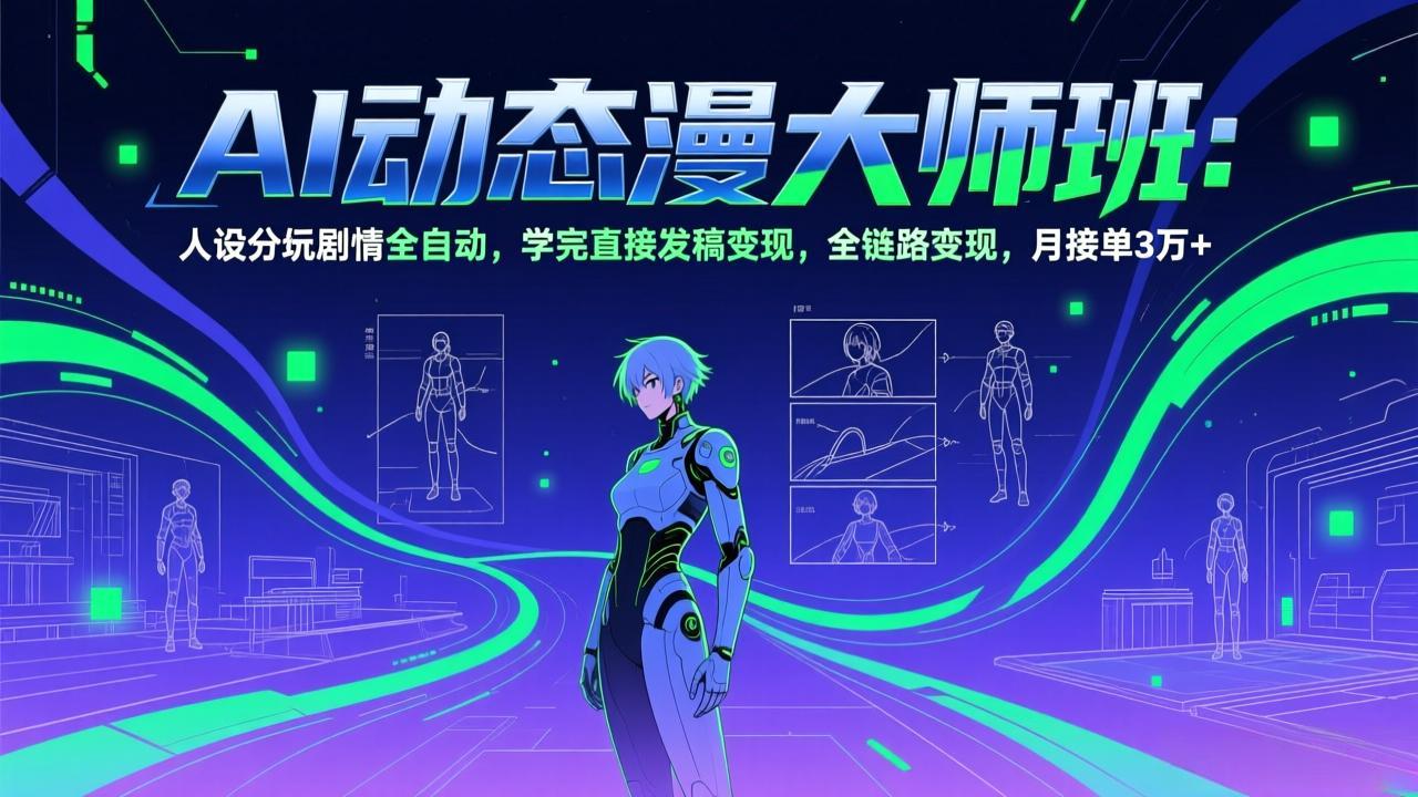 AI动态漫剧大师班：人设分镜剧情全自动，学完直接发稿变现，全链路变现，月接单3万+-heijinzy