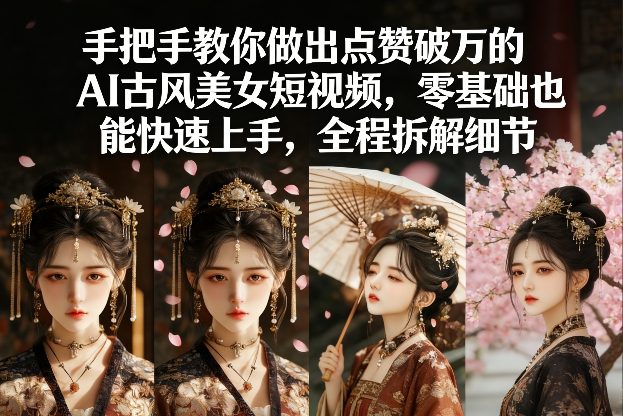 手把手教你做出点赞破万的AI古风美女短视频，零基础也能快速上手，全程拆解细节-heijinzy