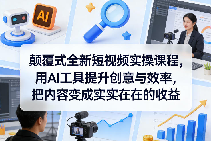颠覆式全新短视频实操课程，用AI工具提升创意与效率，把内容变成实实在在的收益-heijinzy