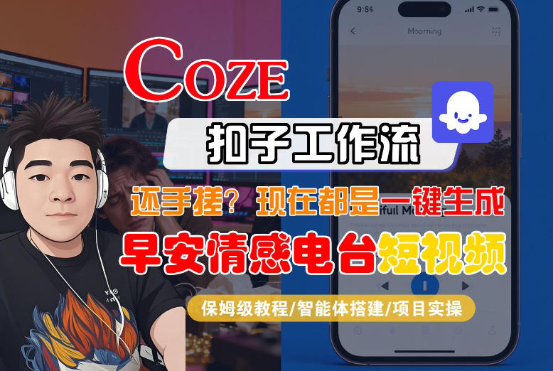 【Coze工作流搭建实操教程】【coze】早安情感电台日签视频还在手动做？用扣子工作流自动生成，省时90%-heijinzy