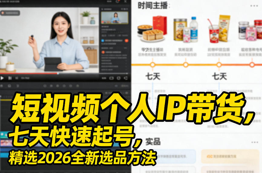 短视频个人IP带货，七天快速起号，精选2026全新选品方法-heijinzy