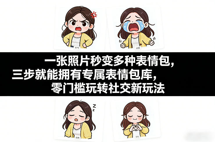 一张照片秒变多种表情包，三步就能拥有专属表情包库，零门槛玩转社交新玩法【文档】-heijinzy