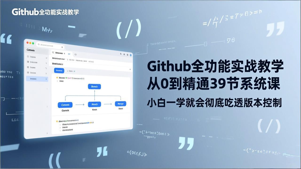 GitHub-全功能实战教学，从0到精通39节系统课，小白一学就会彻底吃透版本控制-heijinzy