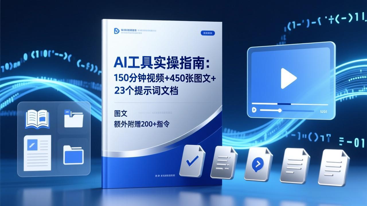 AI工具实操指南：150分钟视频+450张图文+23个提示词文档，额外附赠200+指令-heijinzy