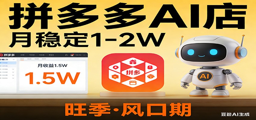 开一家拼多多AI店，月稳定1-2W，目前旺季，风口期！-heijinzy