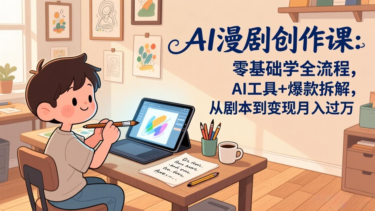 AI漫剧创作课：零基础学全流程，AI工具+爆款拆解，从剧本到变现月入过万-heijinzy