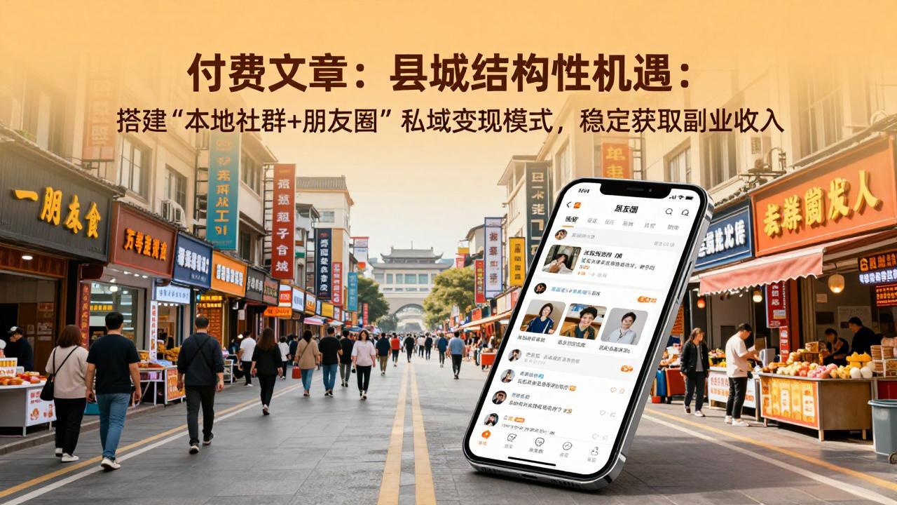 付费文章：县城结构性机遇：搭建“本地社群+朋友圈”私域变现模式，稳定获取副业收入-heijinzy