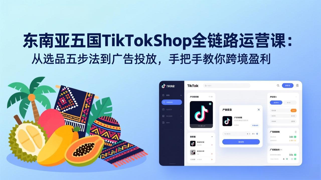 东南亚五国TikTok Shop全链路运营课：从选品五步法到广告投放，手把手教你跨境盈利-heijinzy
