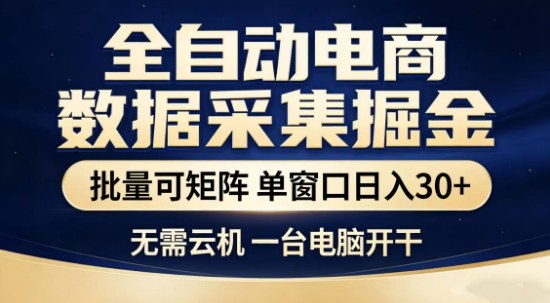 独家电商数据全自动采集项目，批量可矩阵，单窗口轻松日入3张+【揭秘】-heijinzy
