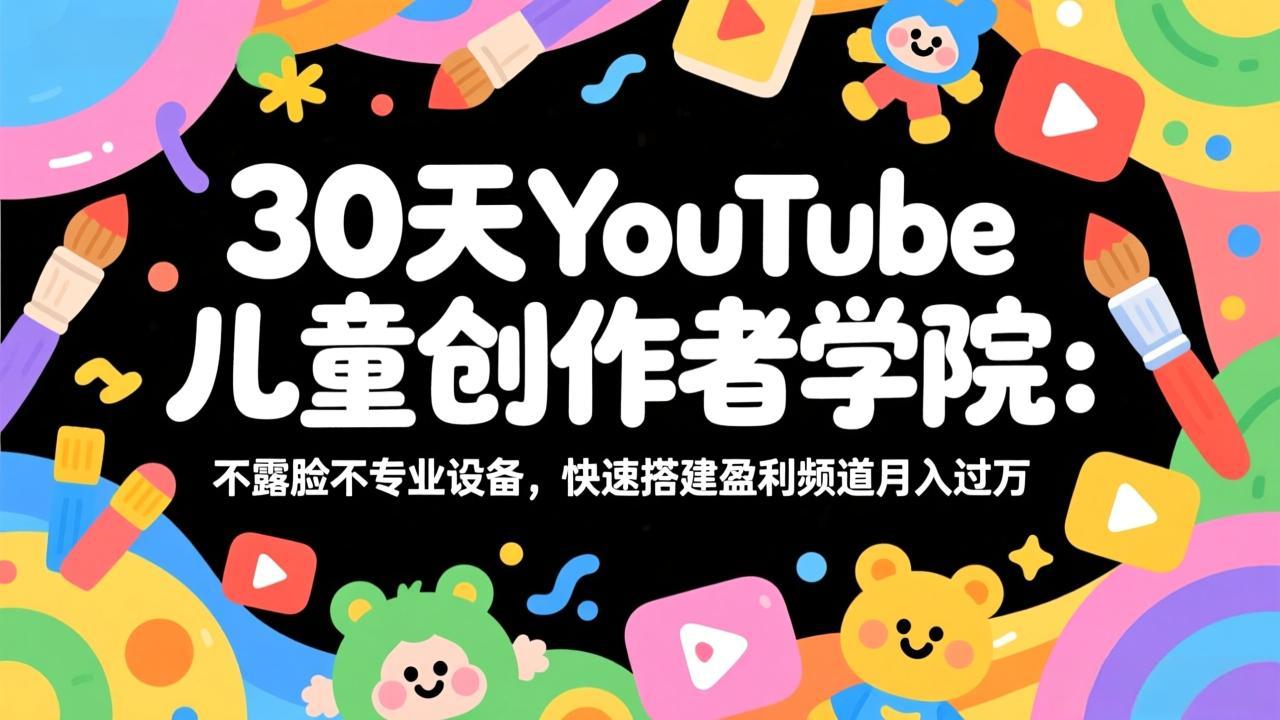 30天YouTube儿童创作者学院：不露脸不专业设备，快速搭建盈利频道月入过万-heijinzy