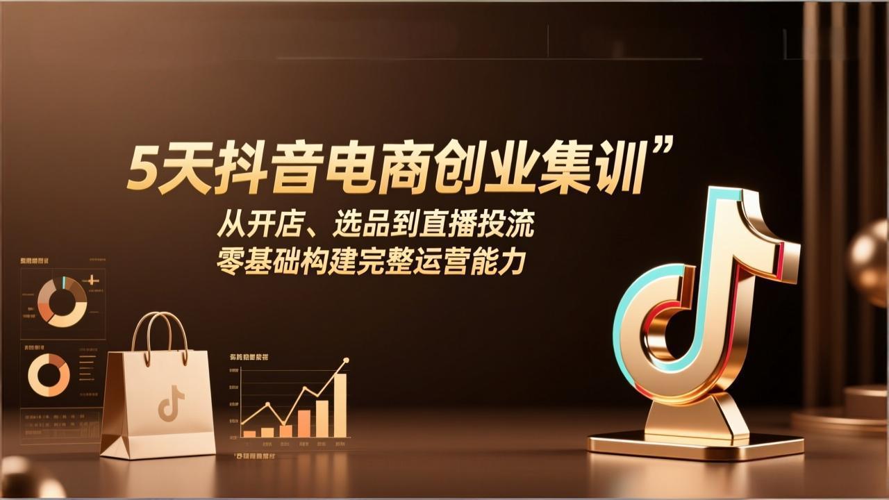 5天抖音电商创业集训：从开店、选品到直播投流，零基础构建完整运营能力-heijinzy