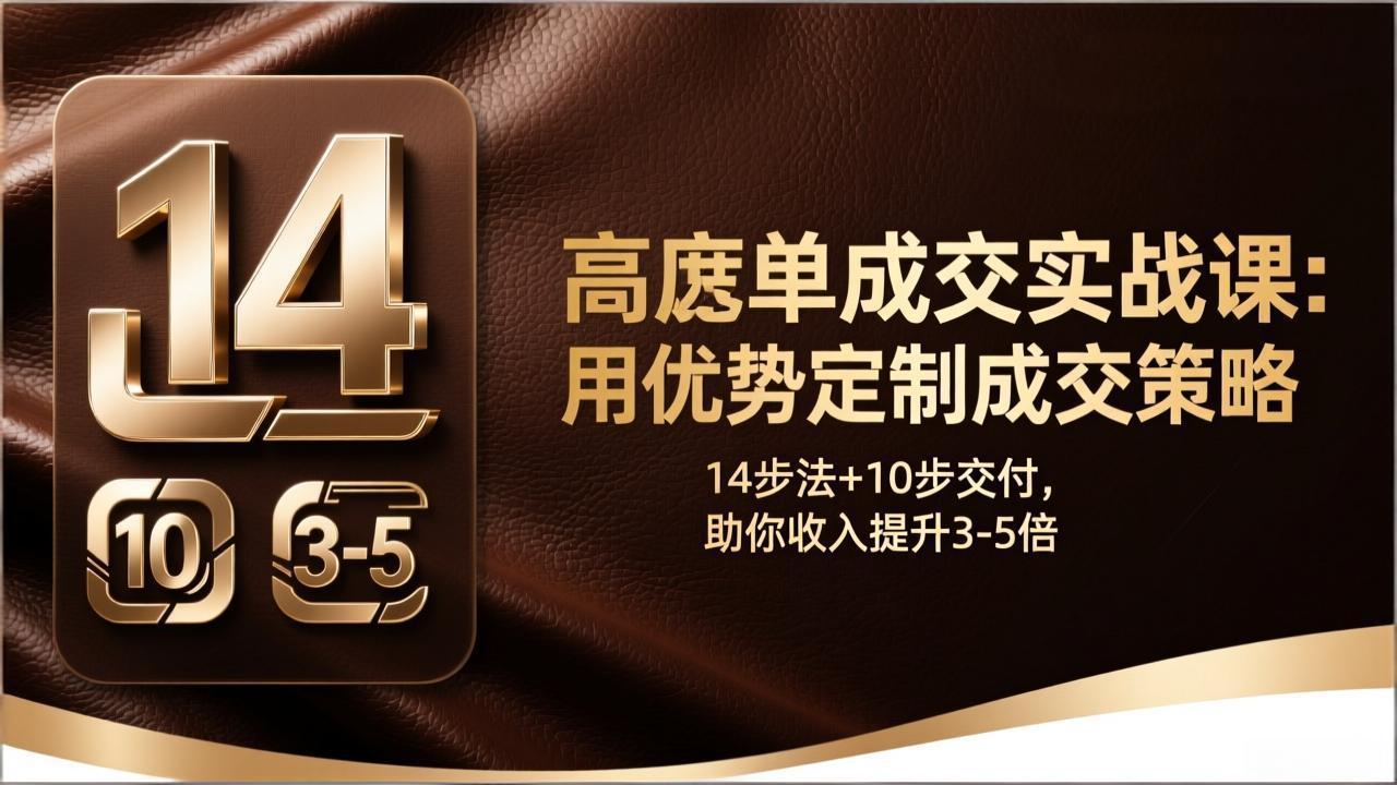 高客单成交实战课：用优势定制成交策略，14步法+10步交付，助你收入提升3-5倍-heijinzy