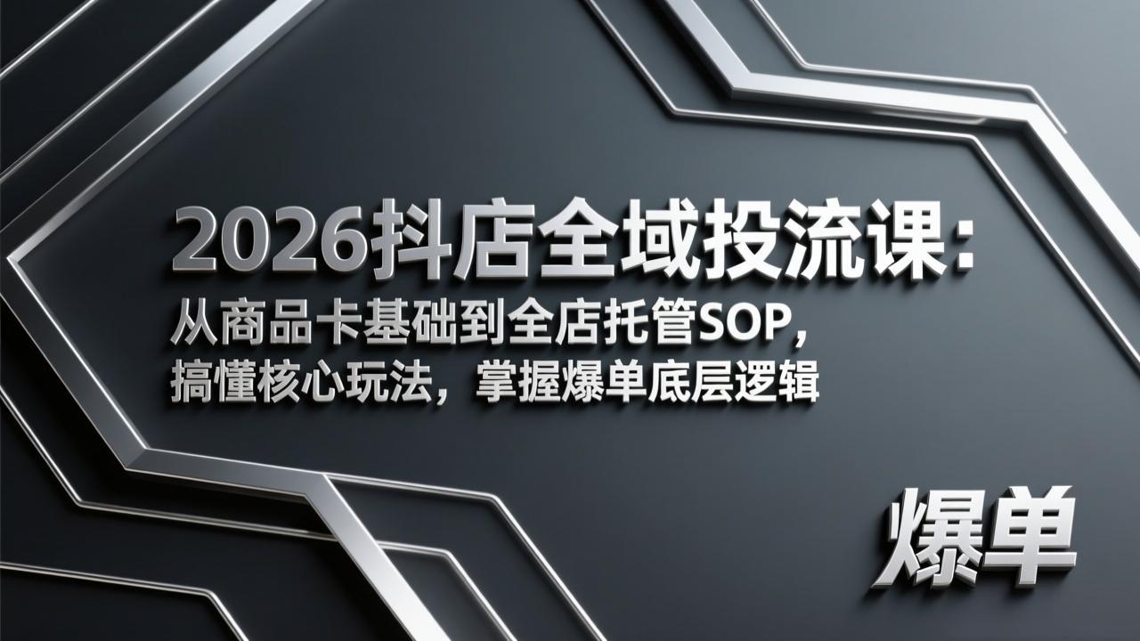 2026抖店全域投流课：从商品卡基础到全店托管SOP，搞懂核心玩法，掌握爆单底层逻辑-heijinzy