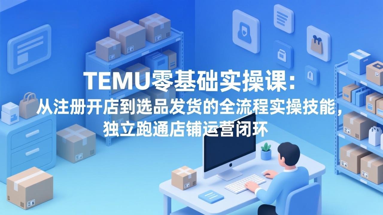 TEMU零基础实操课：从注册开店到选品发货的全流程实操技能，独立跑通店铺运营闭环-heijinzy