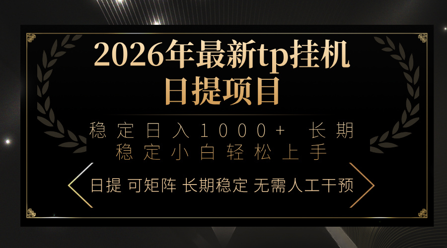 2026年最新tp挂机日提项目：稳定日入1000+小白轻松上手-heijinzy